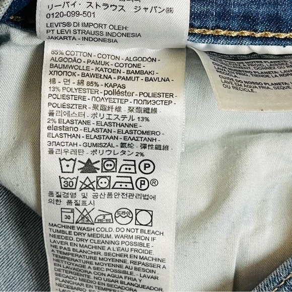 Levi 720 High Rise Super Skinny Raw Hem Destroyed Jeans. Blue Size 30 #801 - Picture 10 of 12